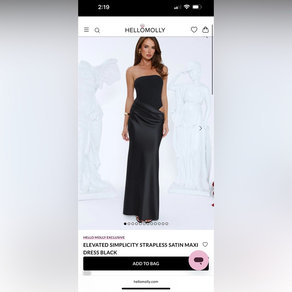 Hello Molly Black Satin Strapless Gown